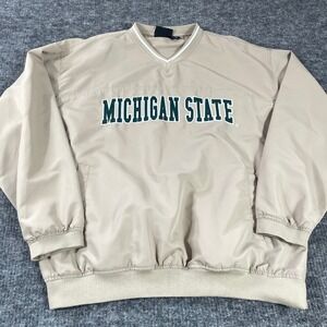 J2 Sport Michigan State Spartans Jacket Mens XL Beige Pullover Windbreaker Y2K